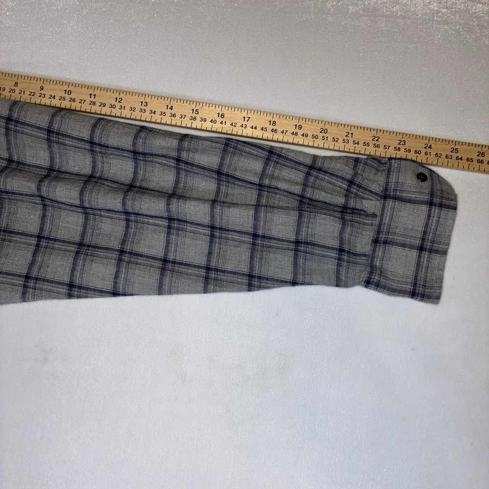 Peter Millar Button Down Mens XL Grey Blue Plaid Long Sleeve Luxury Casual Shirt - Picture 9 of 9